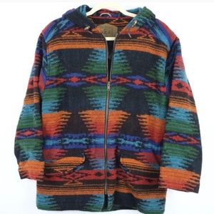 Woolrich Aztec tribal hoodie jacket men wool